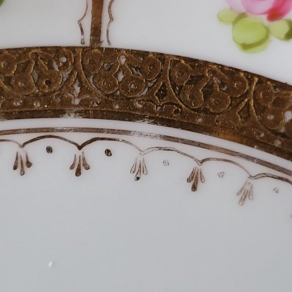 Antique Sutherland English Porcelain Gilt Plate with Roses for Marshall Fields - Picture 3 of 10